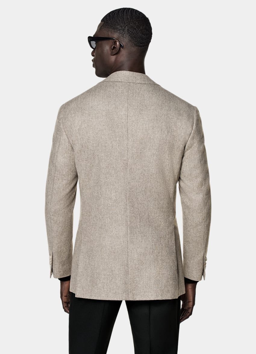 Suitsupply C6901 Roma taupe wool flannel blazer back view