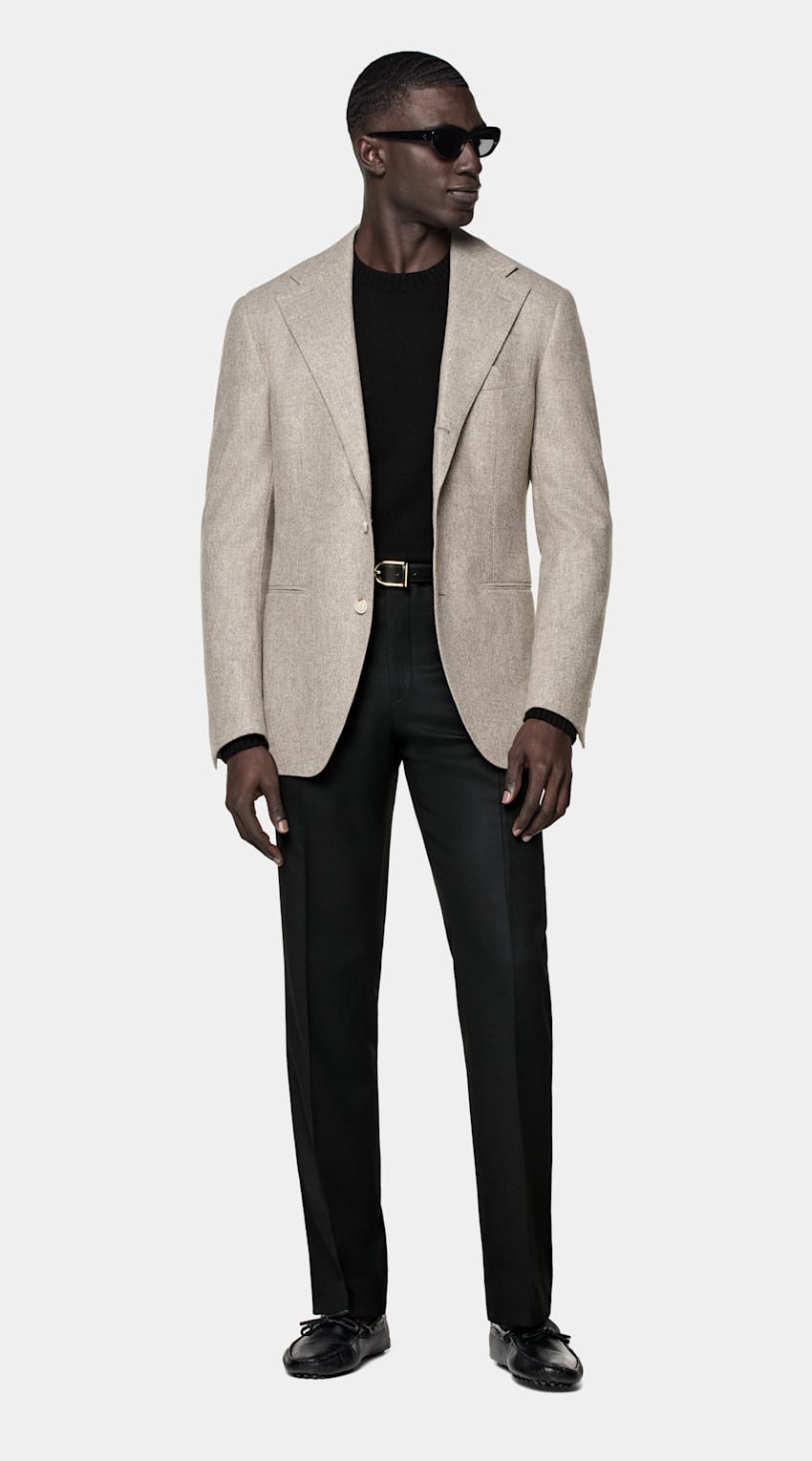 Suitsupply C6901 Roma taupe VBC wool flannel blazer front view