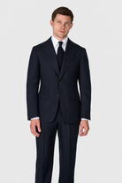 SUITREVIEW Elmhurst S112 navy herringbone pure wool single-breasted suit