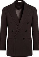 Suitsupply P7143 dark brown double-breasted Roma suit jacket on white background