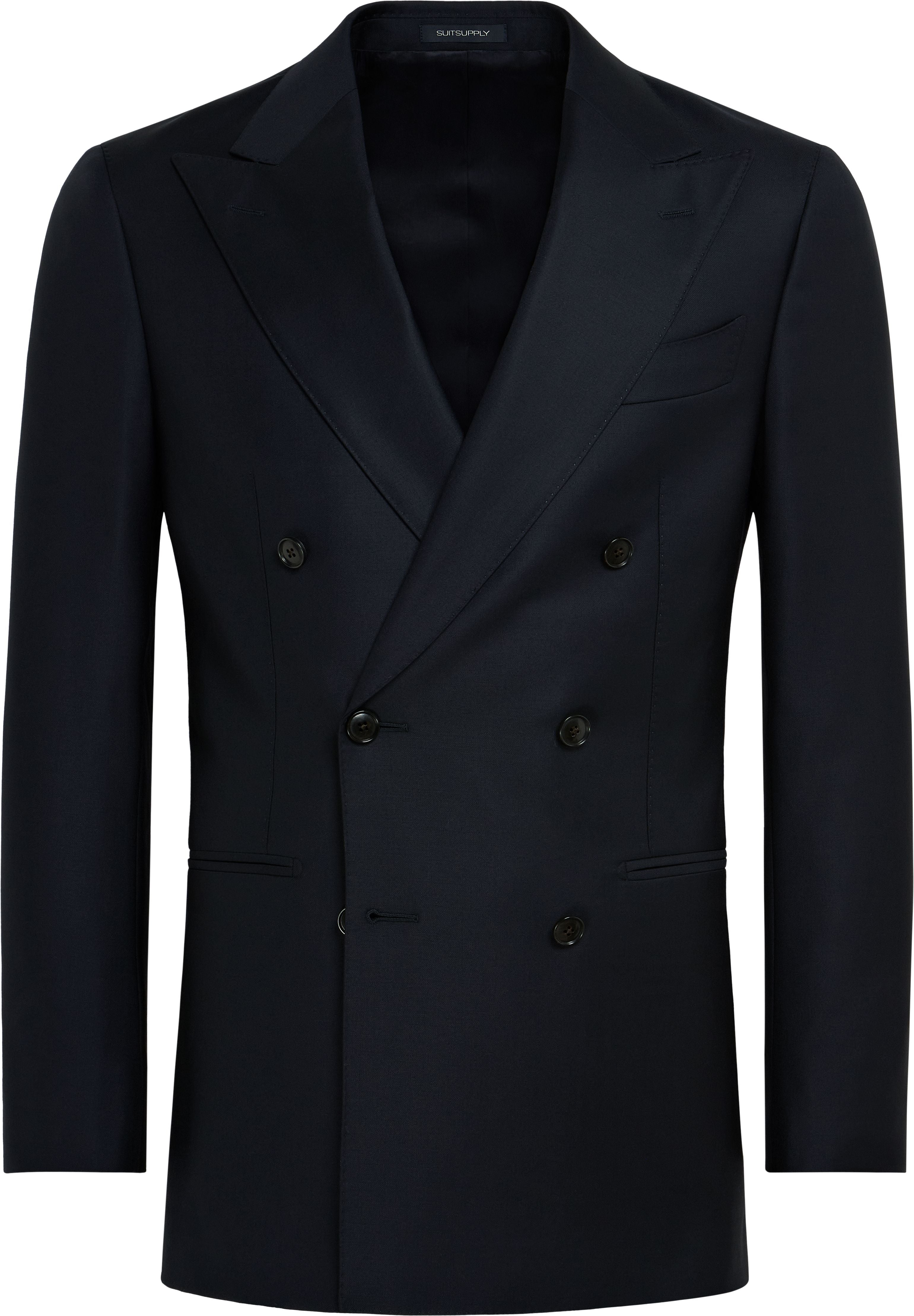 Suitsupply Havana P6634 navy double-breasted Super 110s wool suit front view
